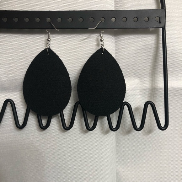 Blue Animal Print Leather Teardrop Earrings - Picture 3 of 4